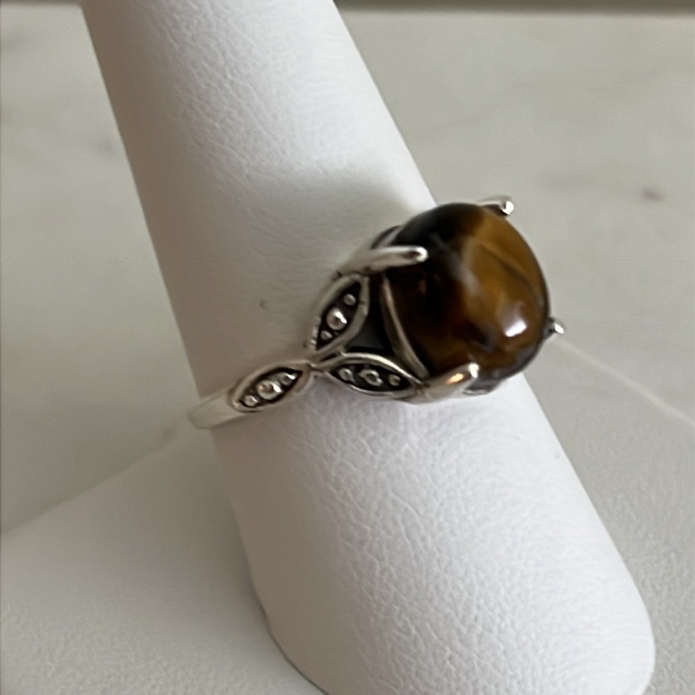 925 Solid Sterling Silver Tigers Eye Gemstone Rin… - image 4
